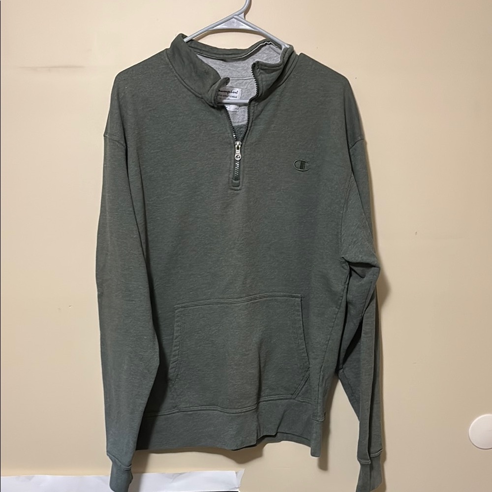 Champion Men's Olive Zip-Up Sweater